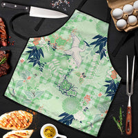 Green Palaka Crane and Flowers Apron Japan Heritage Spirit - Polynesian Pride