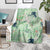 Green Palaka Crane and Flowers Blanket Japan Heritage Spirit - Polynesian Pride