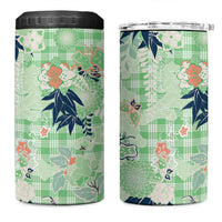 Green Palaka Crane and Flowers 4 in 1 Can Cooler Tumbler Japan Heritage Spirit LT9 One Size: 16 oz Green - Polynesian Pride