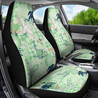 Green Palaka Crane and Flowers Car Seat Cover Japan Heritage Spirit LT9 - Polynesian Pride