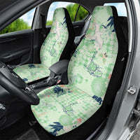 Green Palaka Crane and Flowers Car Seat Cover Japan Heritage Spirit LT9 - Polynesian Pride