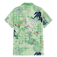 Green Palaka Crane and Flowers Family Matching Mermaid Dress and Hawaiian Shirt Japan Heritage Spirit LT9 - Polynesian Pride
