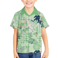 Green Palaka Crane and Flowers Hawaiian Shirt Japan Heritage Spirit LT9 - Polynesian Pride