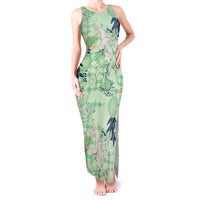 Green Palaka Crane and Flowers Tank Maxi Dress Japan Heritage Spirit LT9 Women Green - Polynesian Pride