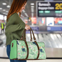 Green Palaka Crane and Flowers Travel Bag Japan Heritage Spirit - Polynesian Pride