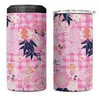 Pink Palaka Crane and Flowers 4 in 1 Can Cooler Tumbler Japan Heritage Spirit LT9 One Size: 16 oz Pink - Polynesian Pride