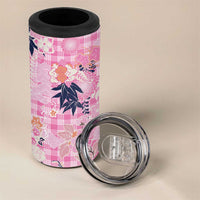 Pink Palaka Crane and Flowers 4 in 1 Can Cooler Tumbler Japan Heritage Spirit LT9 - Polynesian Pride