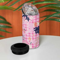 Pink Palaka Crane and Flowers 4 in 1 Can Cooler Tumbler Japan Heritage Spirit LT9 - Polynesian Pride