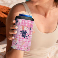 Pink Palaka Crane and Flowers 4 in 1 Can Cooler Tumbler Japan Heritage Spirit LT9 - Polynesian Pride
