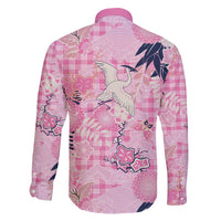 Pink Palaka Crane and Flowers Family Matching Short Sleeve Bodycon Dress and Hawaiian Shirt Japan Heritage Spirit LT9 - Polynesian Pride