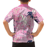 Pink Palaka Crane and Flowers Family Matching Tank Maxi Dress and Hawaiian Shirt Japan Heritage Spirit LT9 - Polynesian Pride