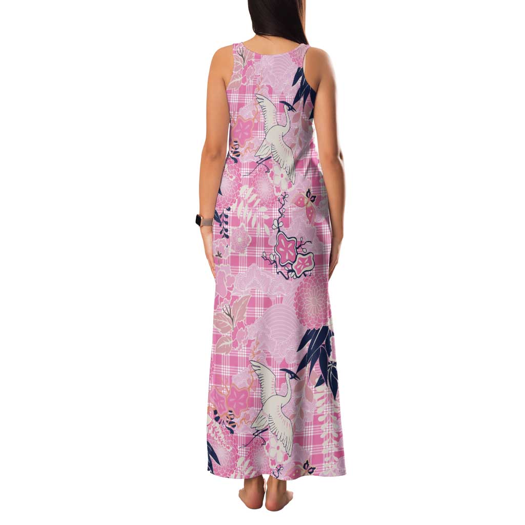 Pink Palaka Crane and Flowers Family Matching Tank Maxi Dress and Hawaiian Shirt Japan Heritage Spirit LT9 - Polynesian Pride