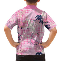 Pink Palaka Crane and Flowers Kid Hawaiian Shirt Japan Heritage Spirit LT9 - Polynesian Pride