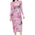Pink Palaka Crane and Flowers Long Sleeve Bodycon Dress Japan Heritage Spirit - Polynesian Pride