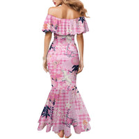 Pink Palaka Crane and Flowers Mermaid Dress Japan Heritage Spirit LT9 - Polynesian Pride