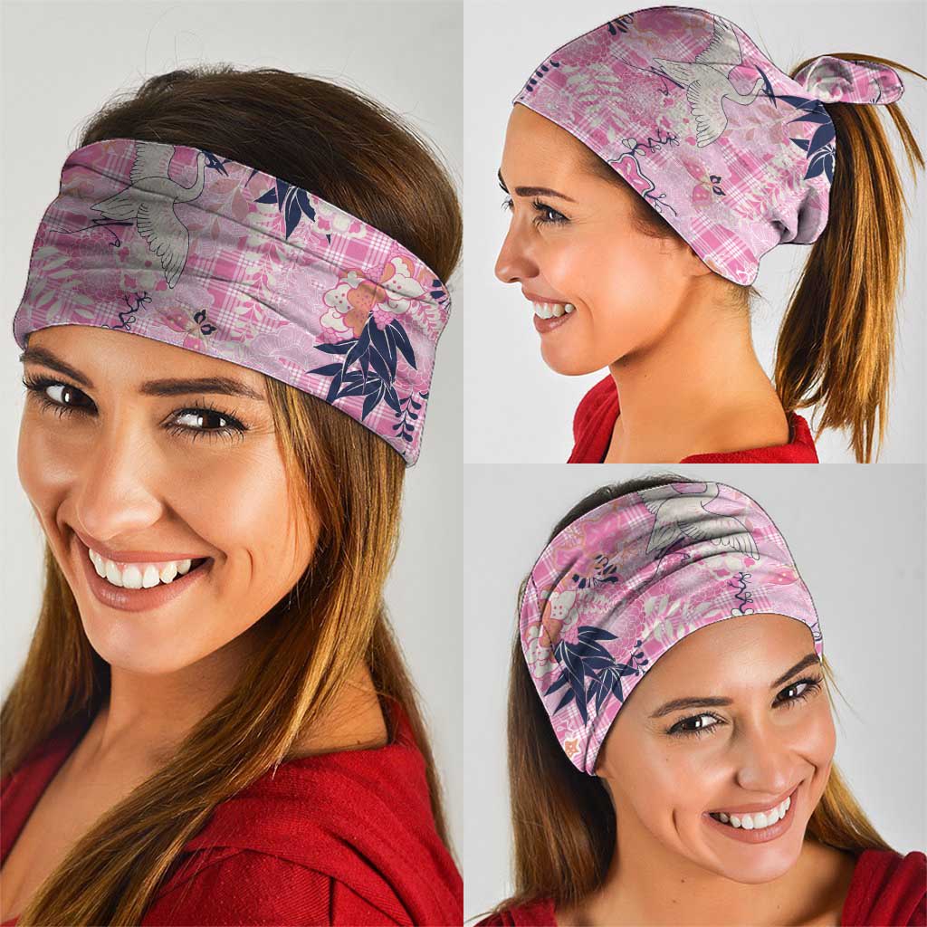 Pink Palaka Crane and Flowers Neck Gaiter Japan Heritage Spirit - Polynesian Pride