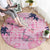 Pink Palaka Crane and Flowers Round Carpet Japan Heritage Spirit - Polynesian Pride