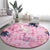 Pink Palaka Crane and Flowers Round Carpet Japan Heritage Spirit - Polynesian Pride