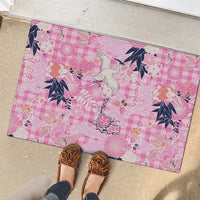 Pink Palaka Crane and Flowers Rubber Doormat Japan Heritage Spirit LT9 - Polynesian Pride