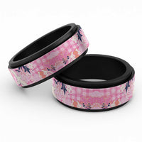 Pink Palaka Crane and Flowers Spinner Ring Japan Heritage Spirit LT9 Black Pink - Polynesian Pride