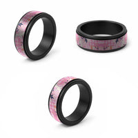 Pink Palaka Crane and Flowers Spinner Ring Japan Heritage Spirit LT9 - Polynesian Pride
