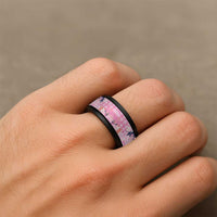 Pink Palaka Crane and Flowers Spinner Ring Japan Heritage Spirit LT9 - Polynesian Pride