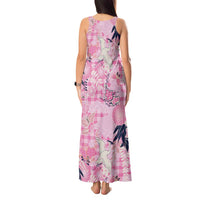 Pink Palaka Crane and Flowers Tank Maxi Dress Japan Heritage Spirit LT9 - Polynesian Pride