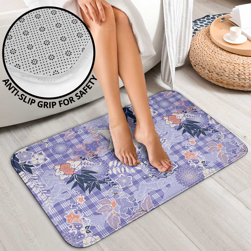 Purple Palaka Crane and Flowers Bathroom Set Japan Heritage Spirit - Polynesian Pride