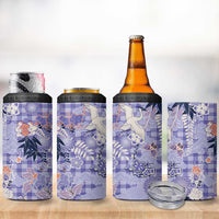 Purple Palaka Crane and Flowers 4 in 1 Can Cooler Tumbler Japan Heritage Spirit LT9 - Polynesian Pride