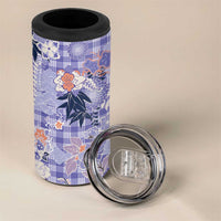 Purple Palaka Crane and Flowers 4 in 1 Can Cooler Tumbler Japan Heritage Spirit LT9 - Polynesian Pride