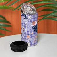 Purple Palaka Crane and Flowers 4 in 1 Can Cooler Tumbler Japan Heritage Spirit LT9 - Polynesian Pride