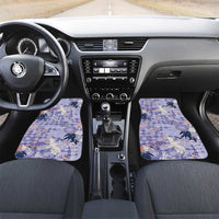 Purple Palaka Crane and Flowers Car Mats Japan Heritage Spirit - Polynesian Pride