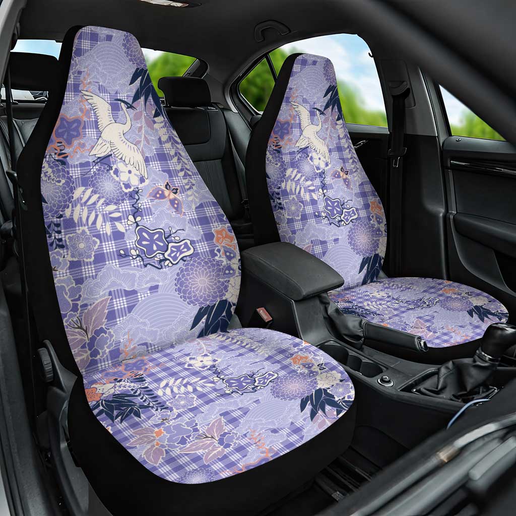 Purple Palaka Crane and Flowers Car Seat Cover Japan Heritage Spirit LT9 One Size Purple - Polynesian Pride