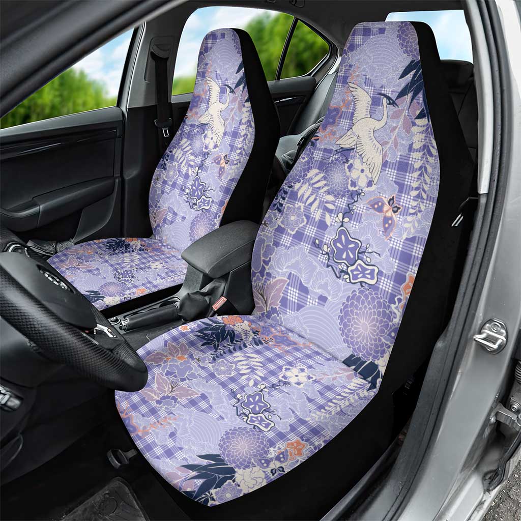 Purple Palaka Crane and Flowers Car Seat Cover Japan Heritage Spirit LT9 - Polynesian Pride