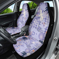 Purple Palaka Crane and Flowers Car Seat Cover Japan Heritage Spirit LT9 - Polynesian Pride