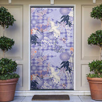 Purple Palaka Crane and Flowers Door Cover Japan Heritage Spirit LT9 Purple - Polynesian Pride