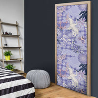 Purple Palaka Crane and Flowers Door Cover Japan Heritage Spirit LT9 - Polynesian Pride
