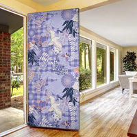 Purple Palaka Crane and Flowers Door Cover Japan Heritage Spirit LT9 - Polynesian Pride