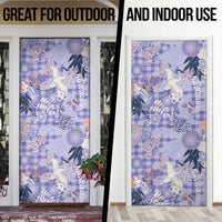 Purple Palaka Crane and Flowers Door Cover Japan Heritage Spirit LT9 - Polynesian Pride