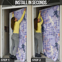 Purple Palaka Crane and Flowers Door Cover Japan Heritage Spirit LT9 - Polynesian Pride
