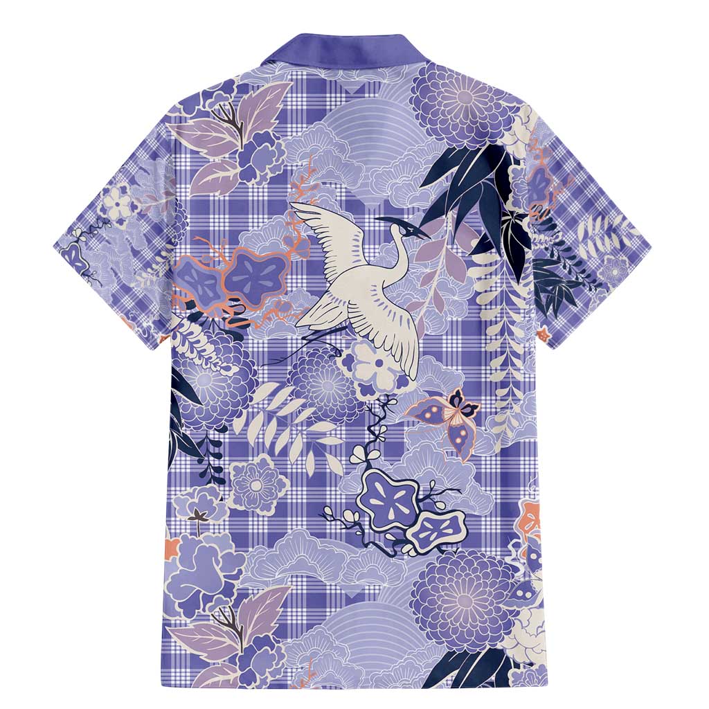 Purple Palaka Crane and Flowers Family Matching Mermaid Dress and Hawaiian Shirt Japan Heritage Spirit LT9 - Polynesian Pride
