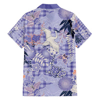 Purple Palaka Crane and Flowers Family Matching Puletasi and Hawaiian Shirt Japan Heritage Spirit LT9 - Polynesian Pride
