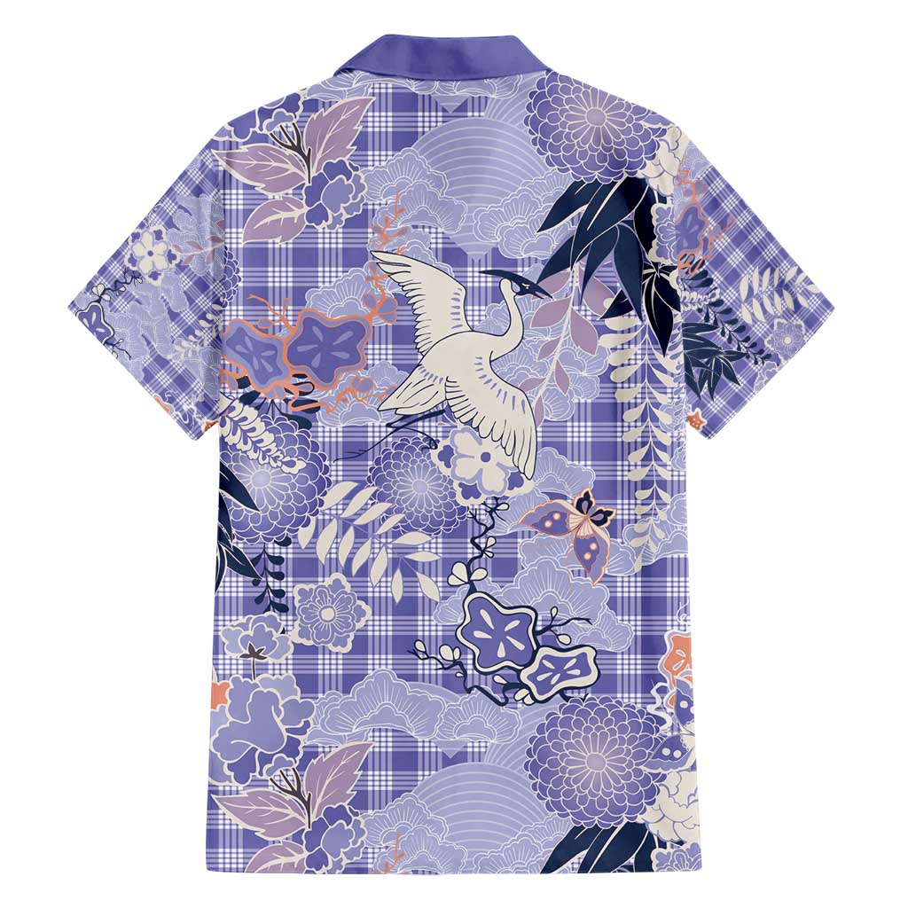 Purple Palaka Crane and Flowers Hawaiian Shirt Japan Heritage Spirit LT9 - Polynesian Pride
