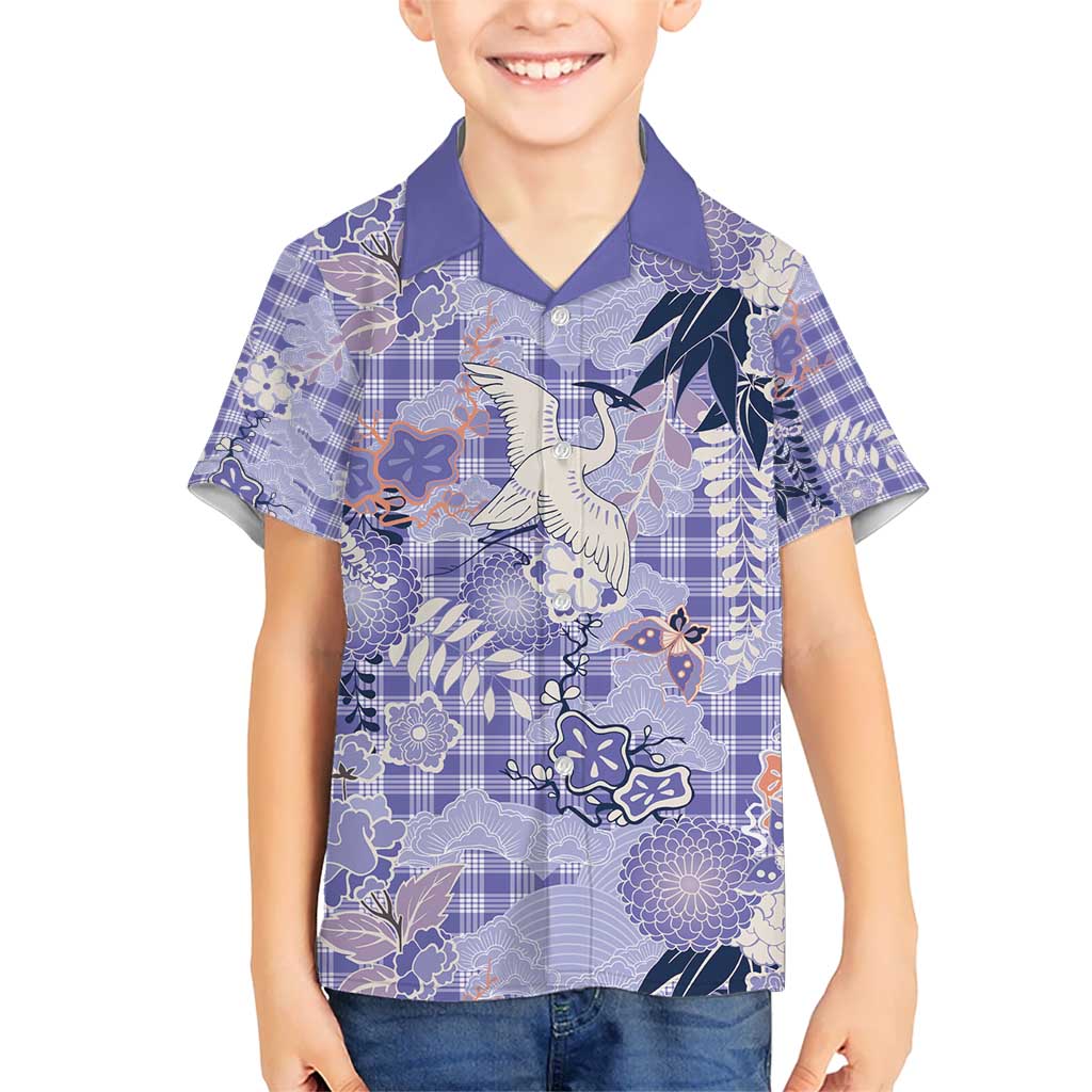 Purple Palaka Crane and Flowers Hawaiian Shirt Japan Heritage Spirit LT9 - Polynesian Pride