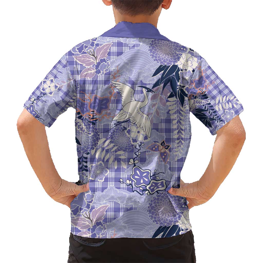 Purple Palaka Crane and Flowers Hawaiian Shirt Japan Heritage Spirit LT9 - Polynesian Pride