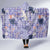 Purple Palaka Crane and Flowers Hooded Blanket Japan Heritage Spirit - Polynesian Pride