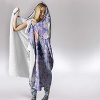 Purple Palaka Crane and Flowers Hooded Blanket Japan Heritage Spirit - Polynesian Pride
