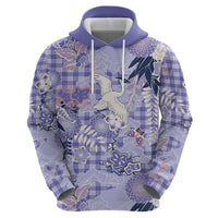 Purple Palaka Crane and Flowers Hoodie Japan Heritage Spirit LT9 - Polynesian Pride