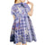 Purple Palaka Crane and Flowers Kid Short Sleeve Dress Japan Heritage Spirit - Polynesian Pride