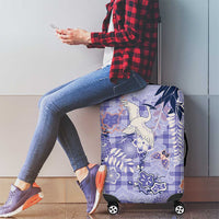 Purple Palaka Crane and Flowers Luggage Cover Japan Heritage Spirit LT9 - Polynesian Pride